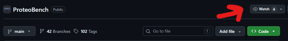 Screenshot showing "watch" button on GitHub